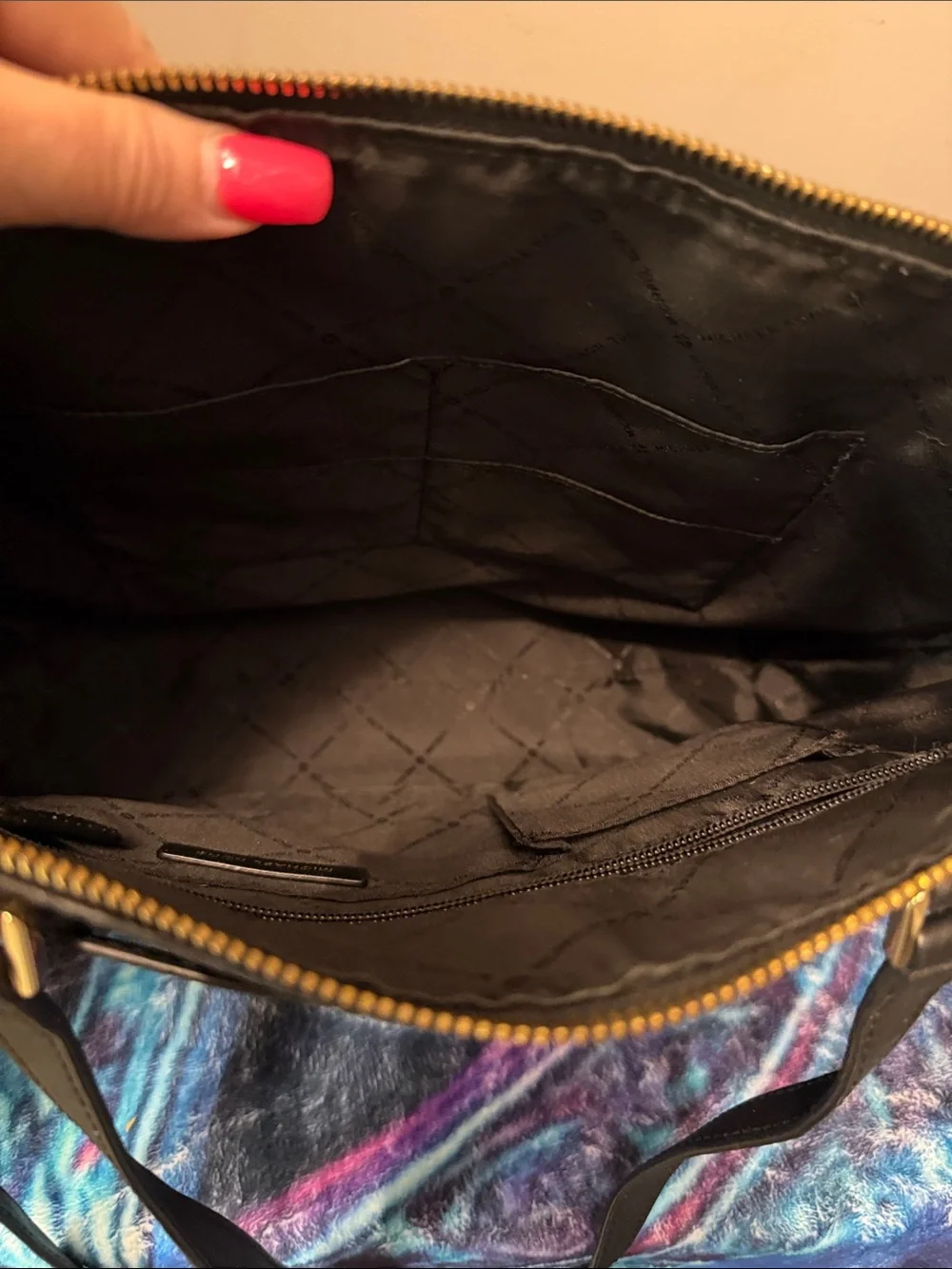 Michael Kors Black Leather Tote with Gold-Tone Lock - Picture 11 of 14